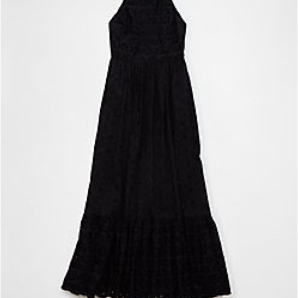 AE High Neck Handkerchief Hem Midi Dress